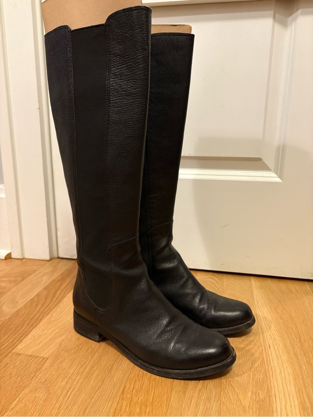 Cole Haan Black Leather Tall Knee High Riding Boots with Nike Air technology